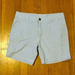 Chubbies Light Blue White Striped Seersucker Classic Shorts Sz Medium 7” Inseam